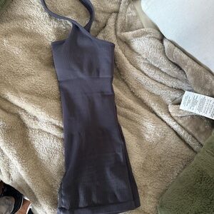 Grey halter workout bodysuit romper